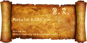 Matula Klára névjegykártya
